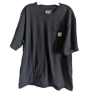 Carhartt Men's Large Black T-Shirt Loose Fit Short Sleeve Heavyweight Pocket K87